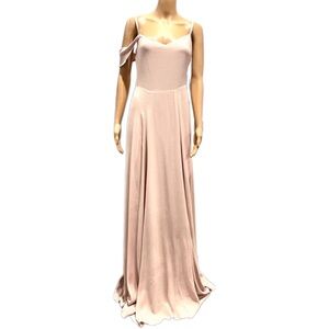Reformation Women's Poppy Cold-Shoulder Crepe Maxi Dress Wedding Champagne Sz 8